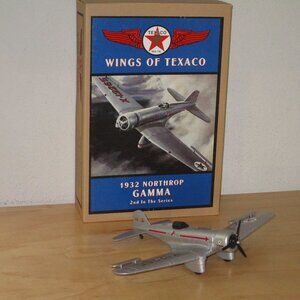Ertl Wings of Texaco 1932 Northrop Gamma Silver Airplane Coin Bank 2nd Series